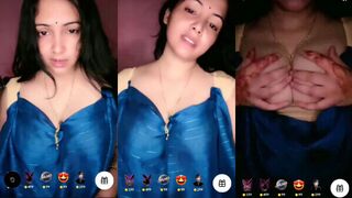 Xnxx Lusty Delhi bhabhi exposing big juicy boobs on Tango